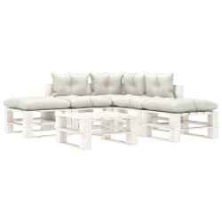 vidaXL 6-tlg. Garten-Lounge-Set Paletten mit Kissen in Beige Holz
