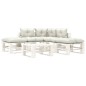 vidaXL 6-tlg. Garten-Lounge-Set Paletten mit Kissen in Beige Holz vidaXL 6-tlg. Garten-Lounge-Set Paletten mit Kissen in Beige Holz