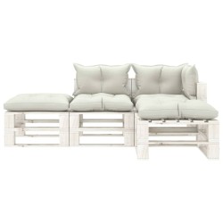 vidaXL 4-tlg. Garten-Lounge-Set Paletten mit Kissen in Beige Holz
