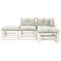 vidaXL 4-tlg. Garten-Lounge-Set Paletten mit Kissen in Beige Holz vidaXL 4-tlg. Garten-Lounge-Set Paletten mit Kissen in Beige Holz
