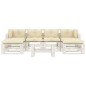 vidaXL 7-tlg. Garten-Lounge-Set Paletten mit Kissen in Creme Holz vidaXL 7-tlg. Garten-Lounge-Set Paletten mit Kissen in Creme Holz