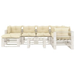 vidaXL 8-tlg. Garten-Lounge-Set Paletten mit Kissen in Creme Holz