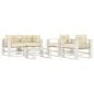 vidaXL 5-tlg. Garten-Lounge-Set Paletten mit Kissen in Creme Holz vidaXL 5-tlg. Garten-Lounge-Set Paletten mit Kissen in Creme Holz