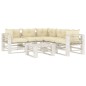 vidaXL 6-tlg. Garten-Lounge-Set Paletten mit Kissen in Creme Holz vidaXL 6-tlg. Garten-Lounge-Set Paletten mit Kissen in Creme Holz