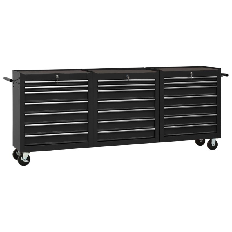 vidaXL Werkzeugwagen mit 21 Schubladen Stahl Schwarz vidaXL Werkzeugwagen mit 21 Schubladen Stahl Schwarz