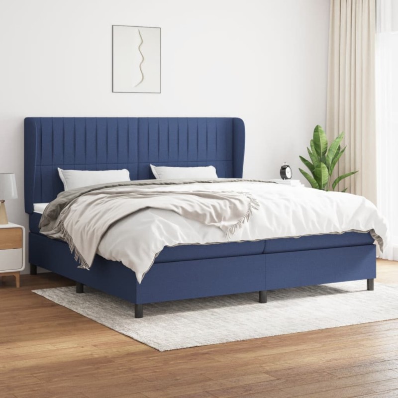 vidaXL Boxspringbett mit Matratze Blau 200x200 cm Stoff vidaXL Boxspringbett mit Matratze Blau 200x200 cm Stoff