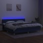 vidaXL Boxspringbett mit Matratze & LED Blau 200x200 cm Stoff vidaXL Boxspringbett mit Matratze & LED Blau 200x200 cm Stoff