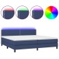 vidaXL Boxspringbett mit Matratze & LED Blau 200x200 cm Stoff vidaXL Boxspringbett mit Matratze & LED Blau 200x200 cm Stoff