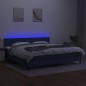 vidaXL Boxspringbett mit Matratze & LED Blau 200x200 cm Stoff vidaXL Boxspringbett mit Matratze & LED Blau 200x200 cm Stoff