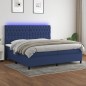 vidaXL Boxspringbett mit Matratze & LED Blau 200x200 cm Stoff vidaXL Boxspringbett mit Matratze & LED Blau 200x200 cm Stoff