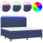 vidaXL Boxspringbett mit Matratze & LED Blau 200x200 cm Stoff vidaXL Boxspringbett mit Matratze & LED Blau 200x200 cm Stoff