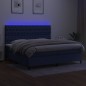 vidaXL Boxspringbett mit Matratze & LED Blau 200x200 cm Stoff vidaXL Boxspringbett mit Matratze & LED Blau 200x200 cm Stoff