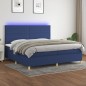 vidaXL Boxspringbett mit Matratze & LED Blau 200x200 cm Stoff vidaXL Boxspringbett mit Matratze & LED Blau 200x200 cm Stoff