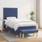 vidaXL Boxspringbett mit Matratze Blau 100x200 cm Stoff vidaXL Boxspringbett mit Matratze Blau 100x200 cm Stoff