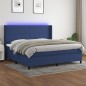 vidaXL Boxspringbett mit Matratze & LED Blau 200x200 cm Stoff vidaXL Boxspringbett mit Matratze & LED Blau 200x200 cm Stoff