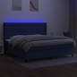 vidaXL Boxspringbett mit Matratze & LED Blau 200x200 cm Stoff vidaXL Boxspringbett mit Matratze & LED Blau 200x200 cm Stoff