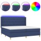 vidaXL Boxspringbett mit Matratze & LED Blau 200x200 cm Stoff vidaXL Boxspringbett mit Matratze & LED Blau 200x200 cm Stoff