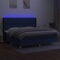 vidaXL Boxspringbett mit Matratze & LED Blau 200x200 cm Stoff vidaXL Boxspringbett mit Matratze & LED Blau 200x200 cm Stoff