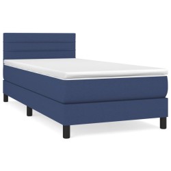 vidaXL Boxspringbett mit Matratze Blau 100x200 cm Stoff