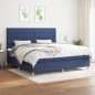 vidaXL Boxspringbett mit Matratze Blau 200x200 cm Stoff vidaXL Boxspringbett mit Matratze Blau 200x200 cm Stoff