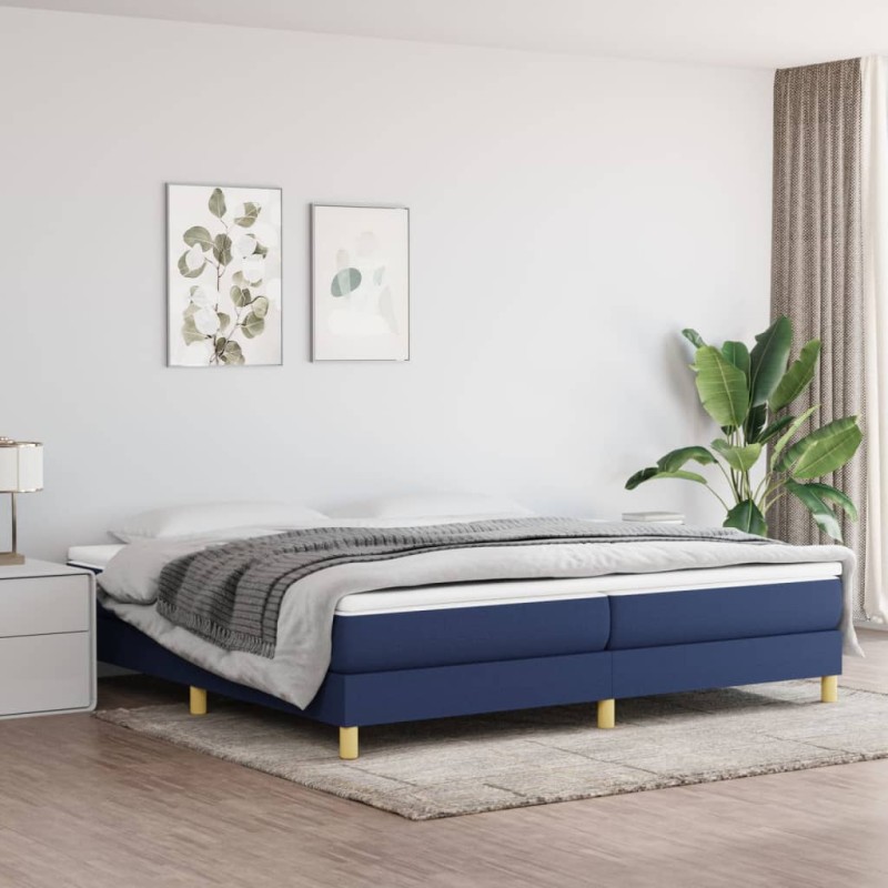 vidaXL Boxspringbett mit Matratze Blau 200x200 cm Stoff vidaXL Boxspringbett mit Matratze Blau 200x200 cm Stoff