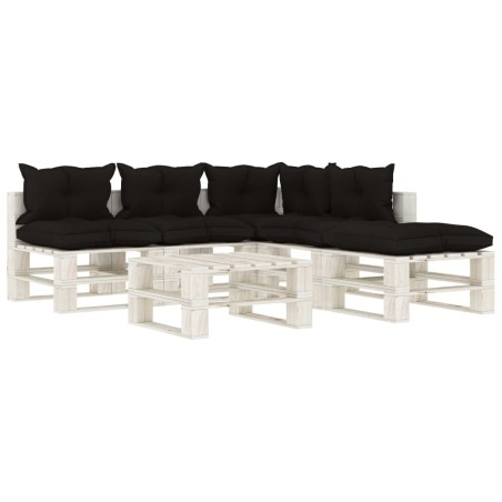  vidaXL 6-tlg. Garten-Lounge-Set Paletten mit Kissen in Schwarz Holz