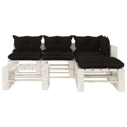  vidaXL 6-tlg. Garten-Lounge-Set Paletten mit Kissen in Schwarz Holz
