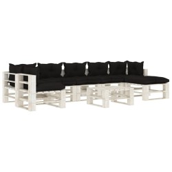  vidaXL 8-tlg. Garten-Lounge-Set Paletten mit Kissen in Schwarz Holz