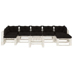  vidaXL 8-tlg. Garten-Lounge-Set Paletten mit Kissen in Schwarz Holz