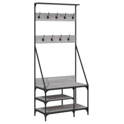 vidaXL Kleiderständer mit Schuhablage Grau Sonoma 80x40x184 cm