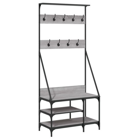 vidaXL Kleiderständer mit Schuhablage Grau Sonoma 80x40x184 cm