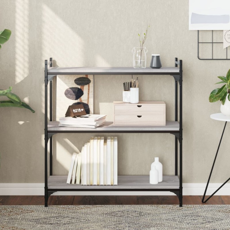 vidaXL Bücherregal 3 Böden Grau Sonoma 80x30x86 cm Holzwerkstoff vidaXL Bücherregal 3 Böden Grau Sonoma 80x30x86 cm Holzwerkstoff
