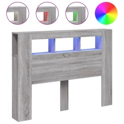 vidaXL LED-Kopfteil Grau Sonoma 140x18,5x103,5 cm Holzwerkstoff