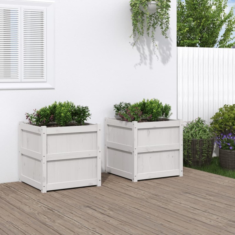vidaXL Pflanzkübel 2 Stk. Weiß Massivholz Kiefer vidaXL Pflanzkübel 2 Stk. Weiß Massivholz Kiefer