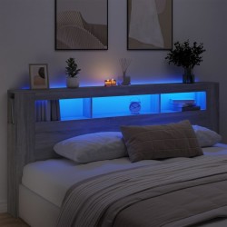 vidaXL LED-Kopfteil Grau Sonoma 220x18,5x103,5 cm Holzwerkstoff
