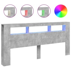 vidaXL LED-Kopfteil Betongrau 220x18,5x103,5 cm Holzwerkstoff
