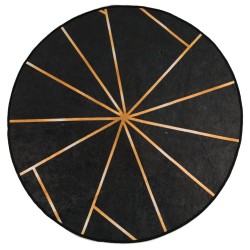 vidaXL Teppich Waschbar Schwarz und Golden Ø 120 cm Rutschfest