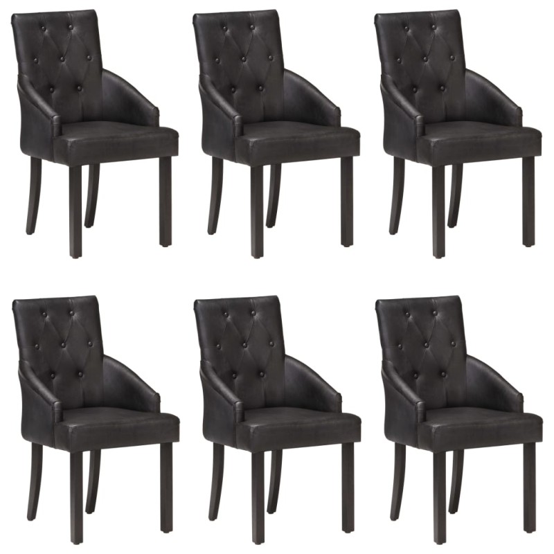 Esszimmerstühle 6 Stk. Schwarz Echtes Ziegenleder Esszimmerstühle 6 Stk. Schwarz Echtes Ziegenleder