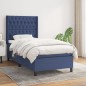 vidaXL Boxspringbett mit Matratze Blau 100x200 cm Stoff vidaXL Boxspringbett mit Matratze Blau 100x200 cm Stoff