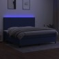vidaXL Boxspringbett mit Matratze & LED Blau 200x200 cm Stoff vidaXL Boxspringbett mit Matratze & LED Blau 200x200 cm Stoff