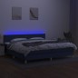 vidaXL Boxspringbett mit Matratze & LED Blau 200x200 cm Stoff vidaXL Boxspringbett mit Matratze & LED Blau 200x200 cm Stoff