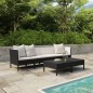 6-tlg. Garten-Lounge-Set mit Auflagen Poly Rattan Schwarz 6-tlg. Garten-Lounge-Set mit Auflagen Poly Rattan Schwarz