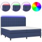 vidaXL Boxspringbett mit Matratze & LED Blau 200x200 cm Stoff vidaXL Boxspringbett mit Matratze & LED Blau 200x200 cm Stoff
