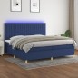 vidaXL Boxspringbett mit Matratze & LED Blau 200x200 cm Stoff vidaXL Boxspringbett mit Matratze & LED Blau 200x200 cm Stoff