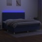 vidaXL Boxspringbett mit Matratze & LED Blau 200x200 cm Stoff vidaXL Boxspringbett mit Matratze & LED Blau 200x200 cm Stoff