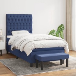 vidaXL Boxspringbett mit Matratze Blau 100x200 cm Stoff