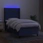 vidaXL Boxspringbett mit Matratze & LED Blau 100x200 cm Stoff vidaXL Boxspringbett mit Matratze & LED Blau 100x200 cm Stoff