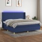 vidaXL Boxspringbett mit Matratze & LED Blau 200x200 cm Stoff vidaXL Boxspringbett mit Matratze & LED Blau 200x200 cm Stoff