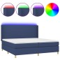 vidaXL Boxspringbett mit Matratze & LED Blau 200x200 cm Stoff vidaXL Boxspringbett mit Matratze & LED Blau 200x200 cm Stoff
