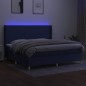 vidaXL Boxspringbett mit Matratze & LED Blau 200x200 cm Stoff vidaXL Boxspringbett mit Matratze & LED Blau 200x200 cm Stoff